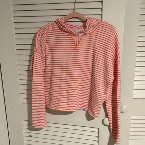 GAP Tops - GAP Love Orange and White Striped Hoodie